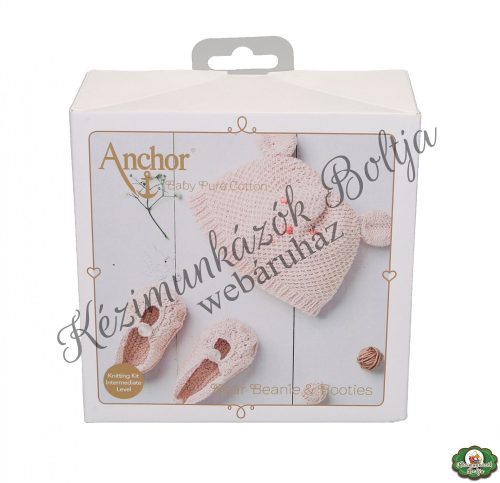 Anchor Baby Pure Cotton horgoló készlet - Rózsaszín cipőcskék tavaszi sapkával