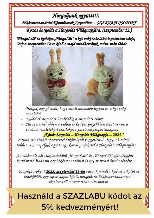 Közös horgolásra invitál a Békésszentandrási Kézművesek Egyesülete!